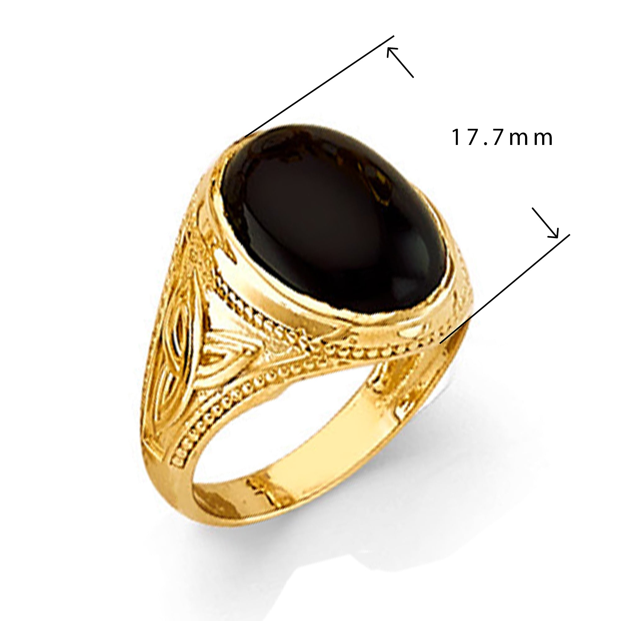 Opulent Onyx Ring in Solid Gold with Measurement