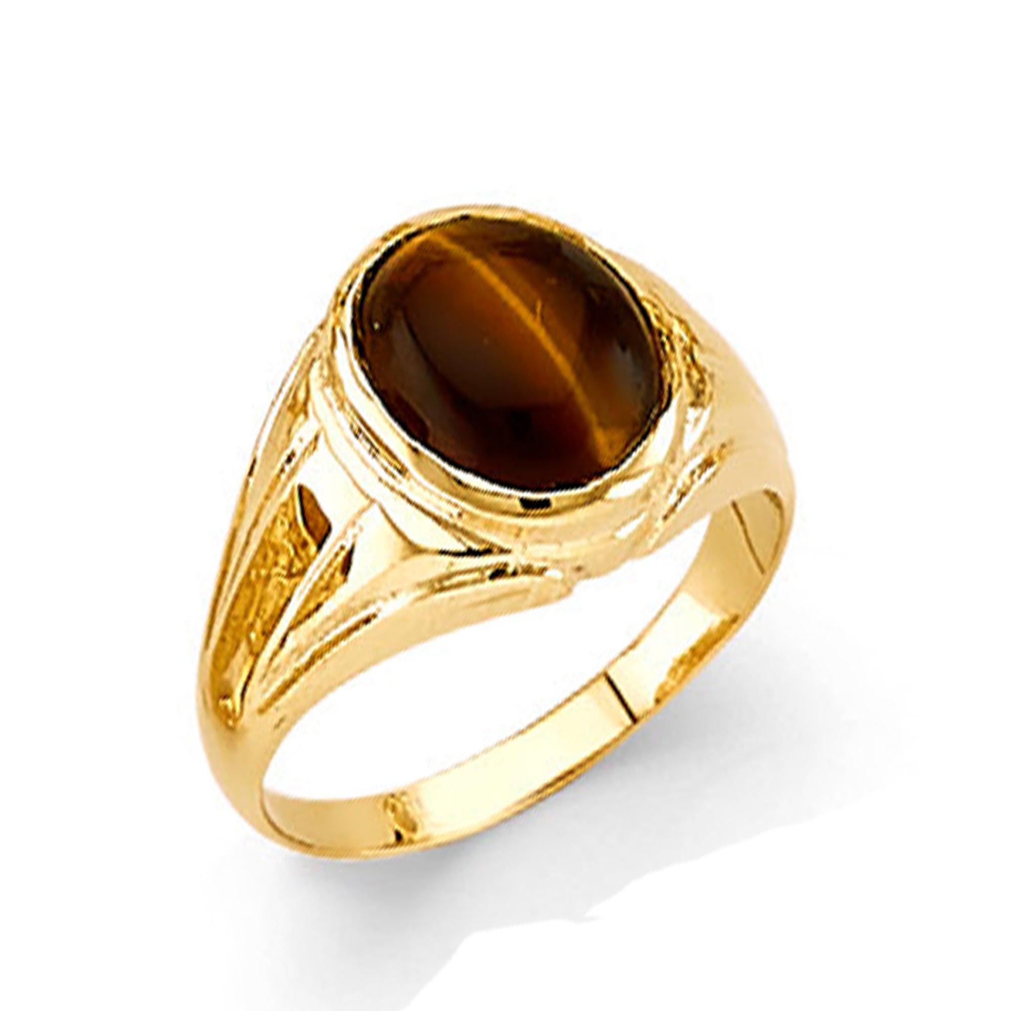 Vintage-fashioned Tiger Stone Ring in Solid Gold 