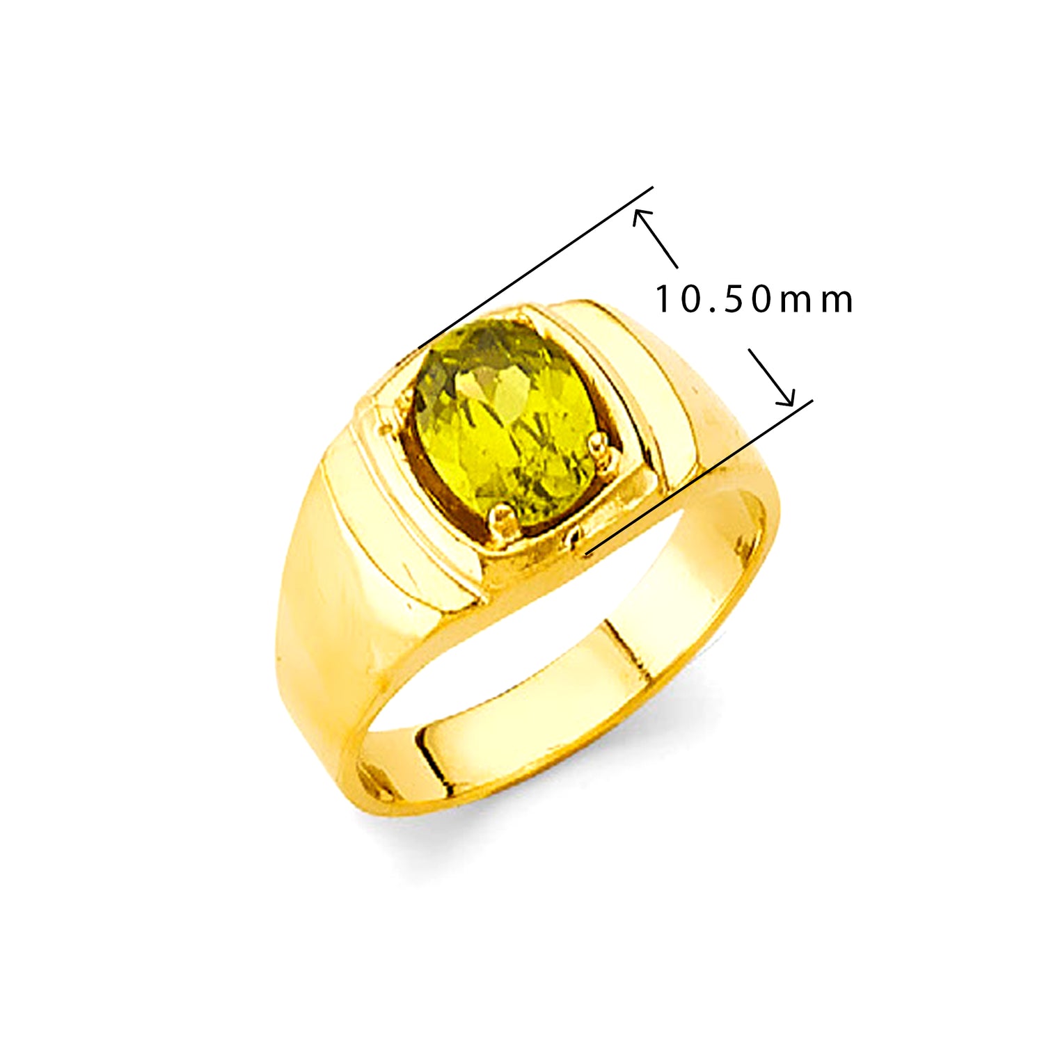 Pristine Peridot Ring in Solid Gold with Measurement