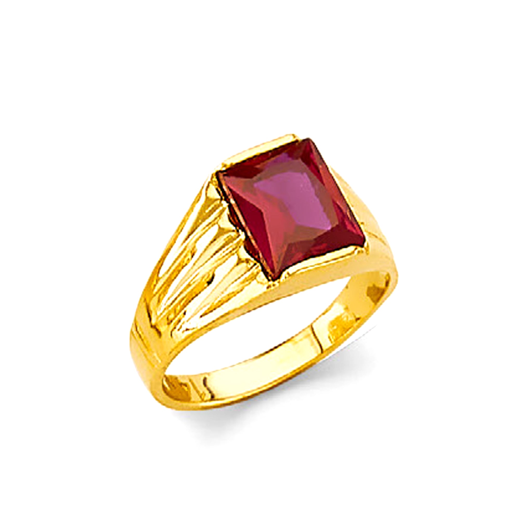 Textured Ruby Gemstone Ring in Solid Gold 