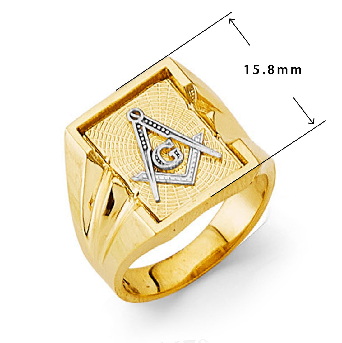 Bold Masonic Casting Ring in Solid Gold with Measurement