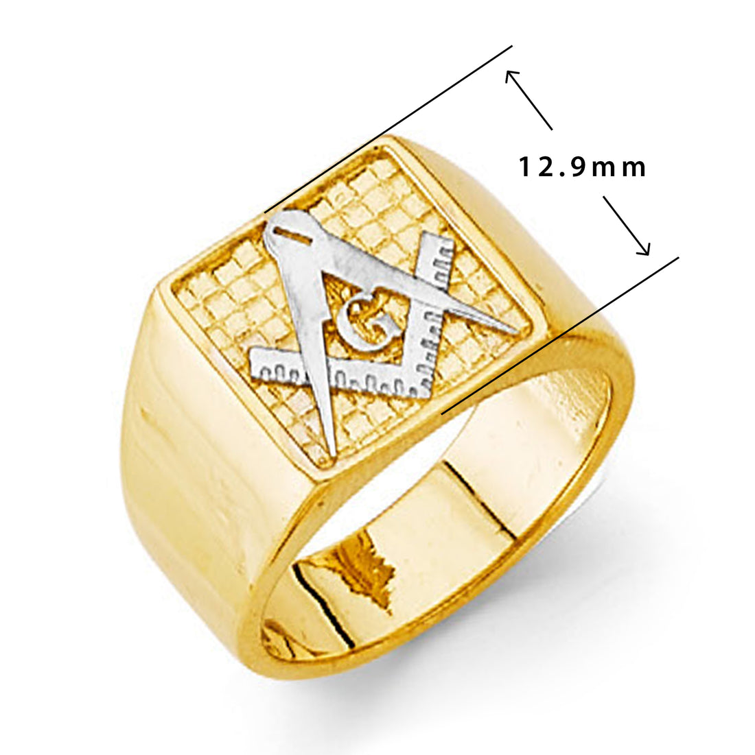 Geometric Mason Signet Ring in Solid Gold with Measurement