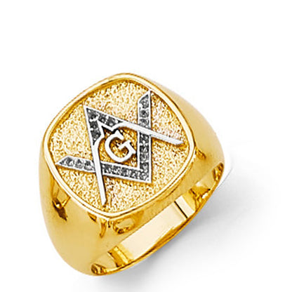 CZ Mason Signet Ring in Solid Gold 