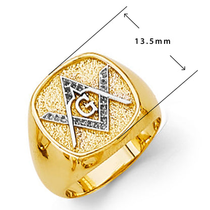 CZ Mason Signet Ring in Solid Gold with Measurement