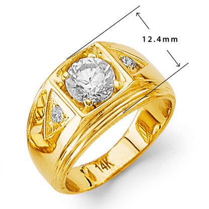 CZ-studded Geometric Ring in Solid Gold with Measurement