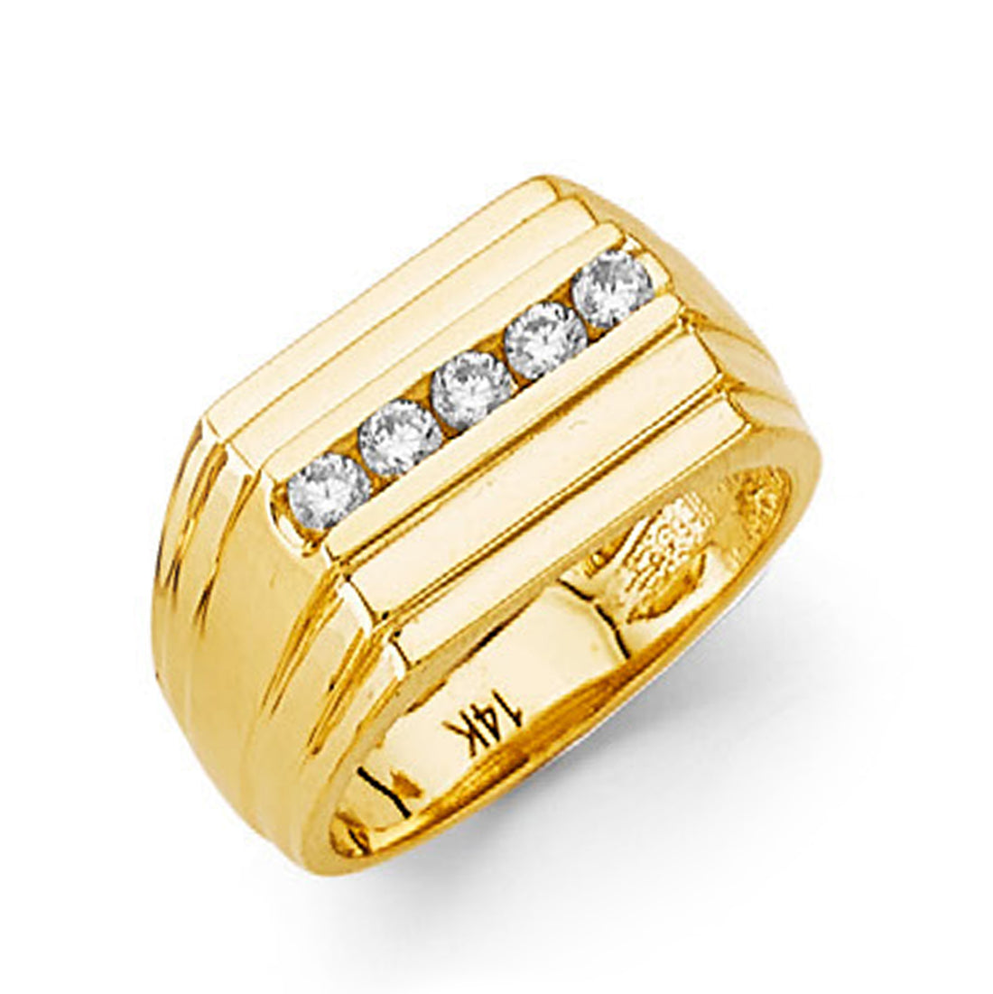 CZ Channel-set Diva Ring in Solid Gold 