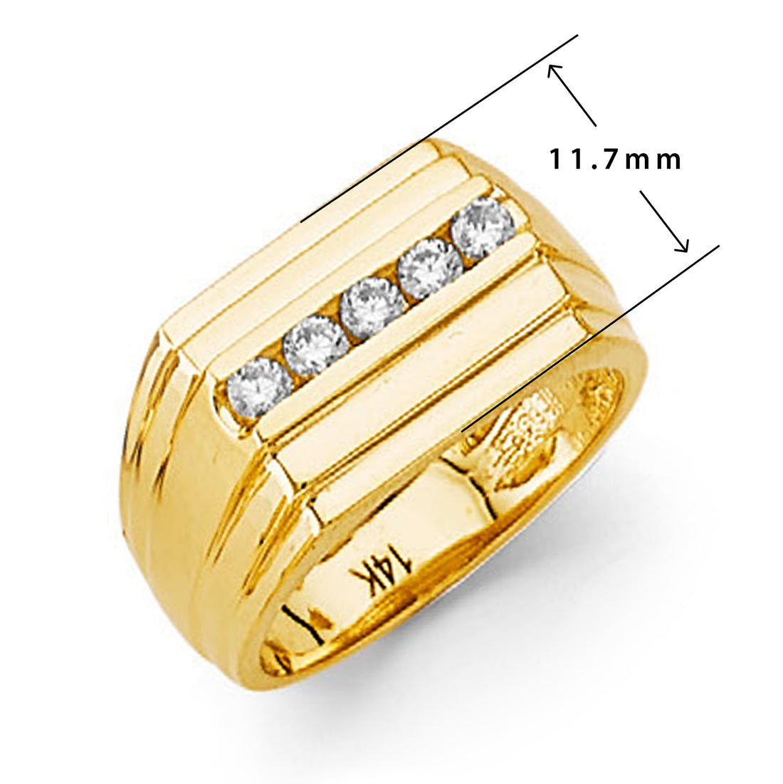 CZ Channel-set Diva Ring in Solid Gold with Measurement