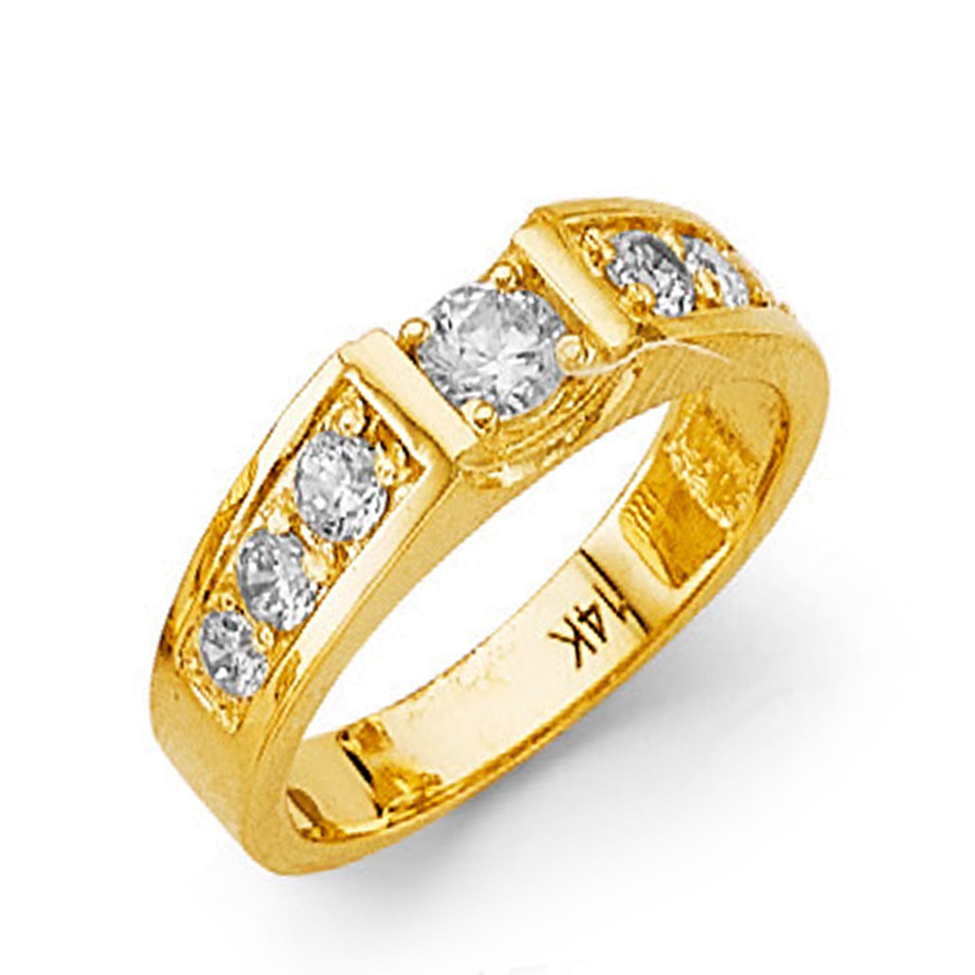 CZ Elegant Embedded Round Ring in Solid Gold 
