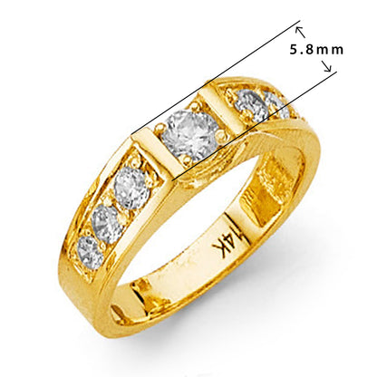 CZ Elegant Embedded Round Ring in Solid Gold with Measurement