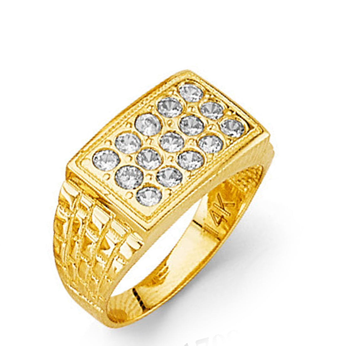 CZ Symmetric Simulated Ring in Solid Gold 