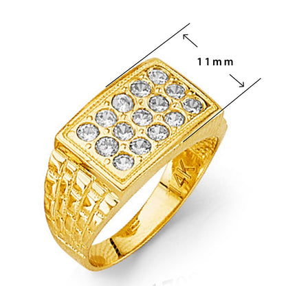 CZ Symmetric Simulated Ring in Solid Gold with Measurement