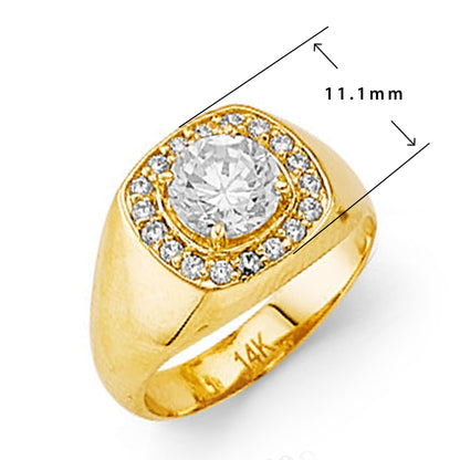 CZ Picturesque Pinky Finger Ring in Solid Gold with Measurement