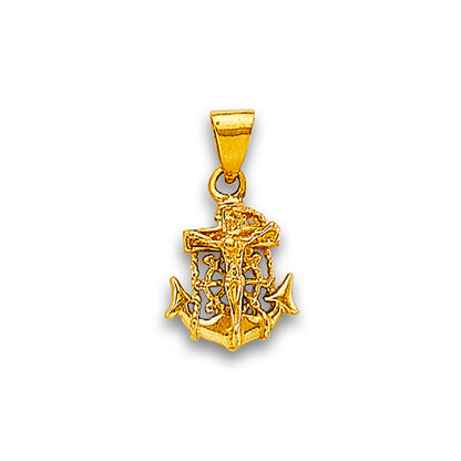 Yellow Gold Dual Tone Jesus Crucifix Anchor Cross Charm Pendant