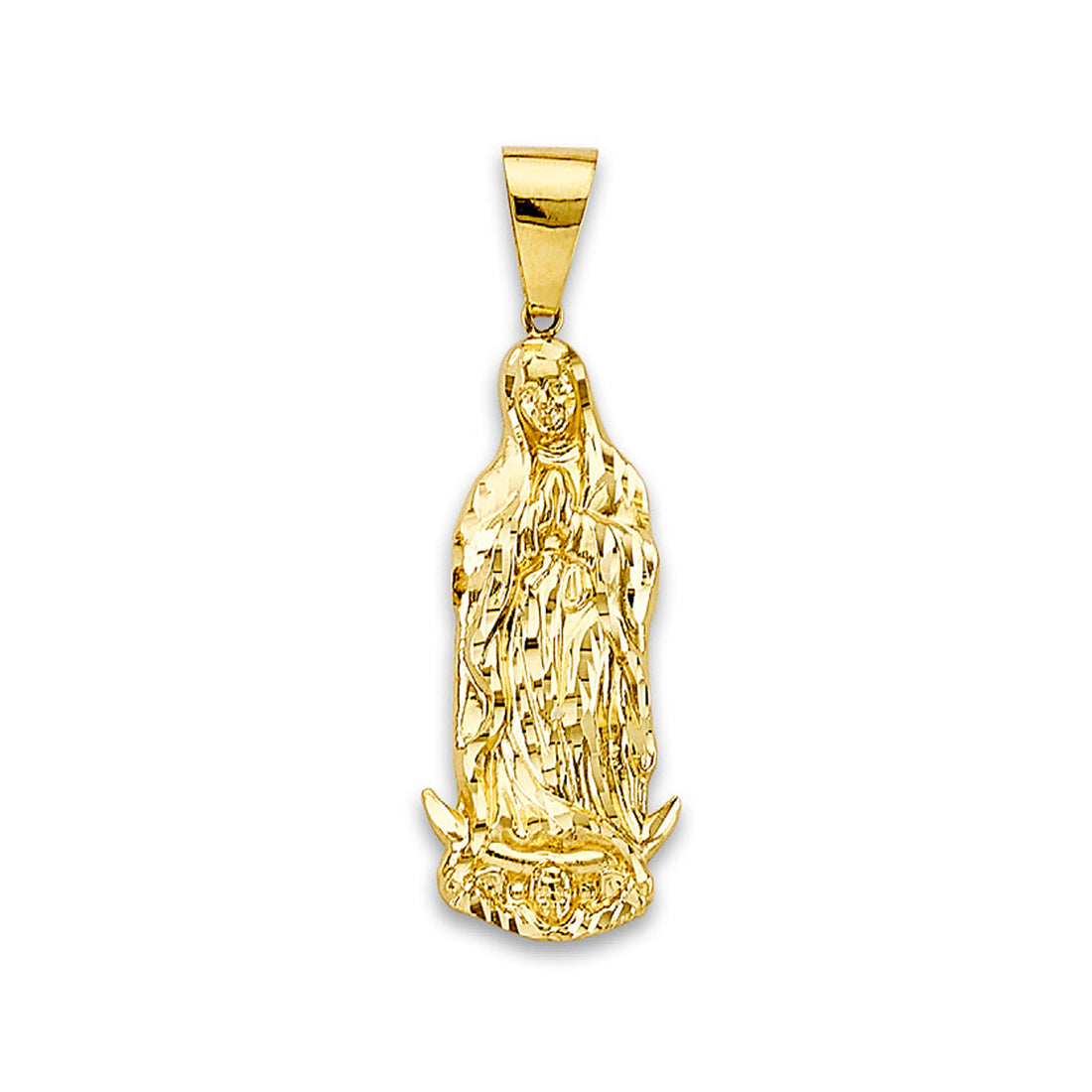 Yellow Gold Shining Lady of Guadalupe Religious Pendant