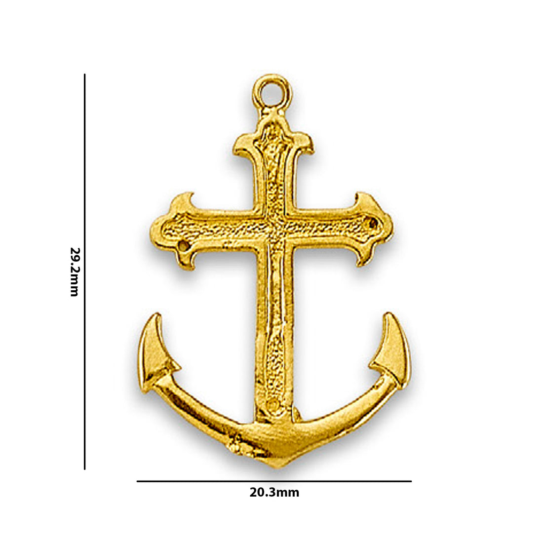 Yellow Gold Mariner Cross Pendant with Measurement