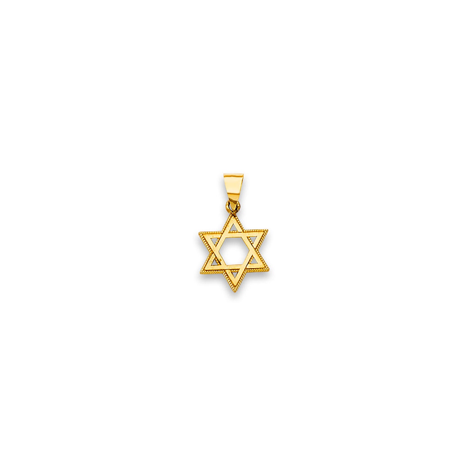 Yellow Gold Milgrain Designer Star of David Pendant 