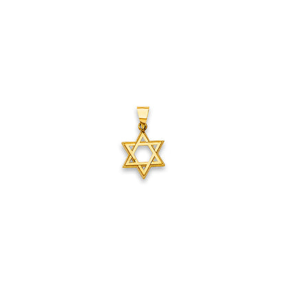 Yellow Gold Milgrain Designer Star of David Pendant 