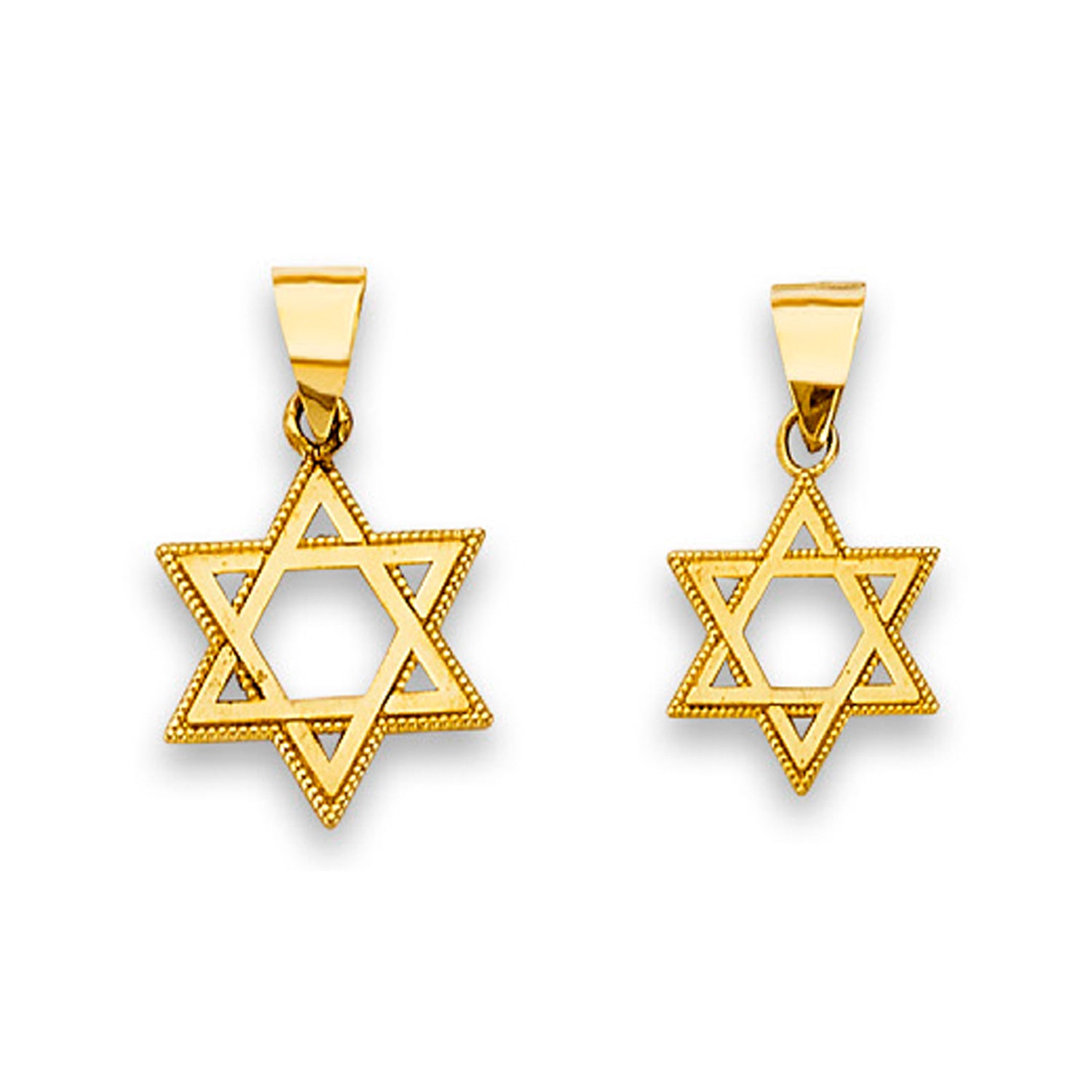 Yellow Gold Milgrain Designer Star of David Pendant