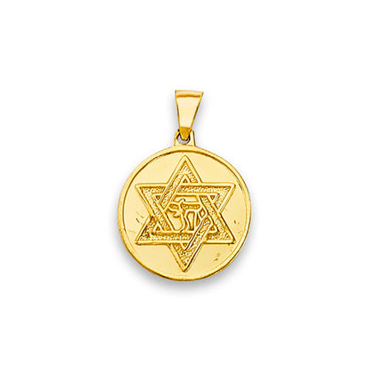 Yellow Gold Round Star of David Medallion Pendant