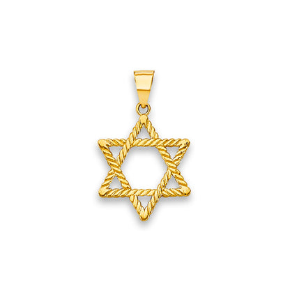 Yellow Gold Rope-Textured Star of David Pendant