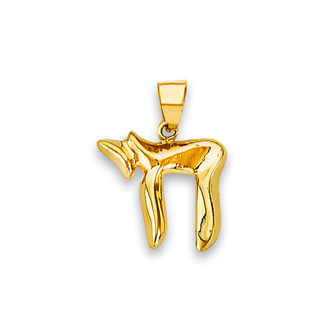 Yellow Gold Minimalist Chai Jewish Pendant