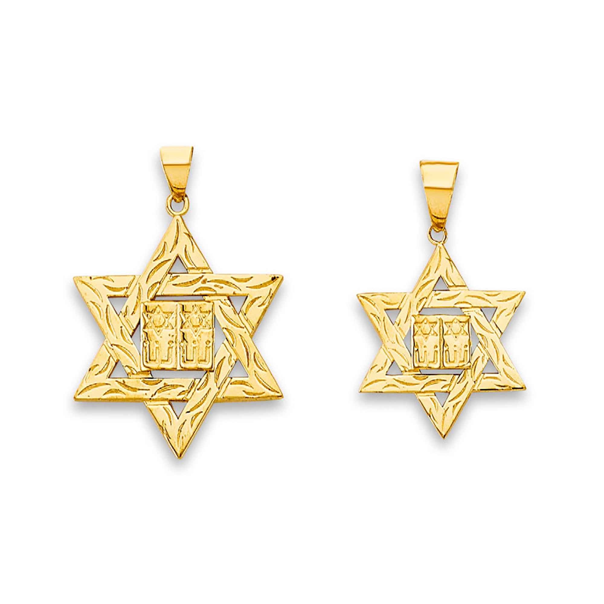 Yellow Gold Jewish Tablets Star of David Pendant