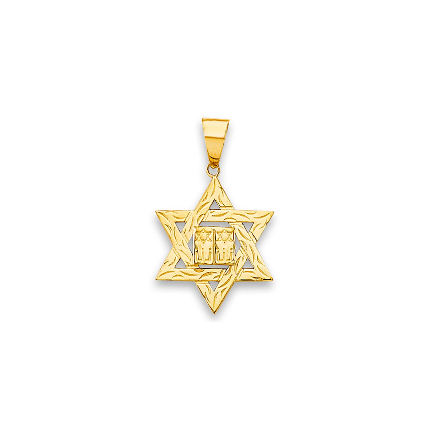 Yellow Gold Jewish Tablets Star of David Pendant