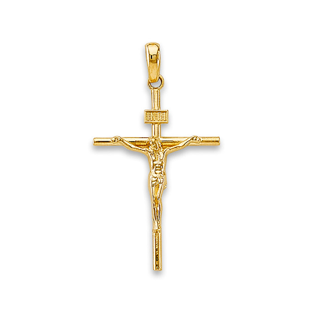 Yellow Gold INRI Pelican Crucifix Cross Pendant