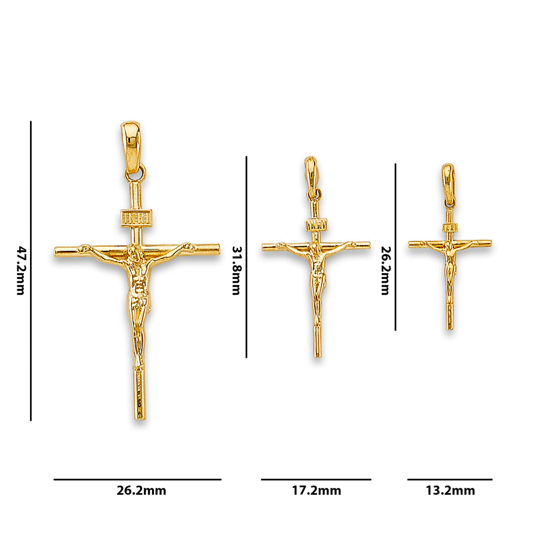 Yellow Gold INRI Pelican Crucifix Cross Pendant