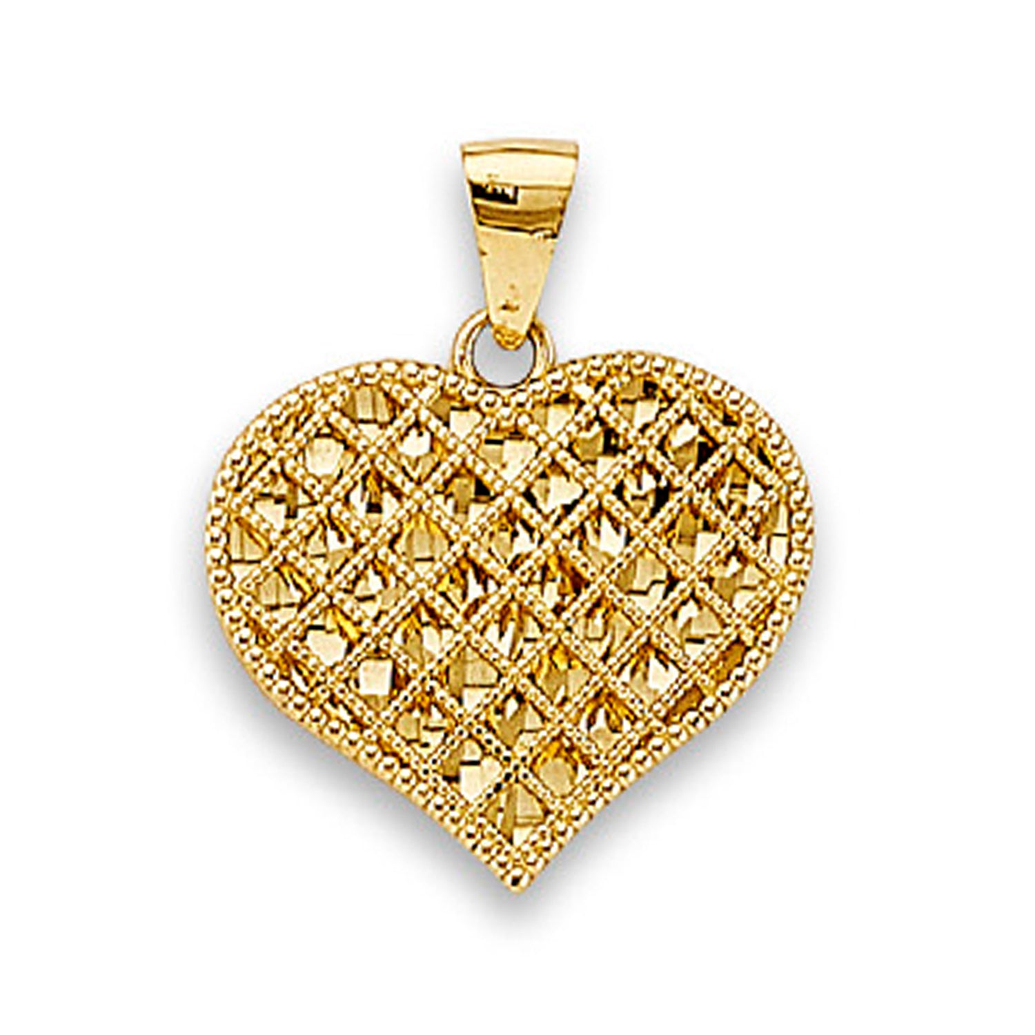 Yellow Gold Aesthetic Rope Frame Filigree Heart Pendant