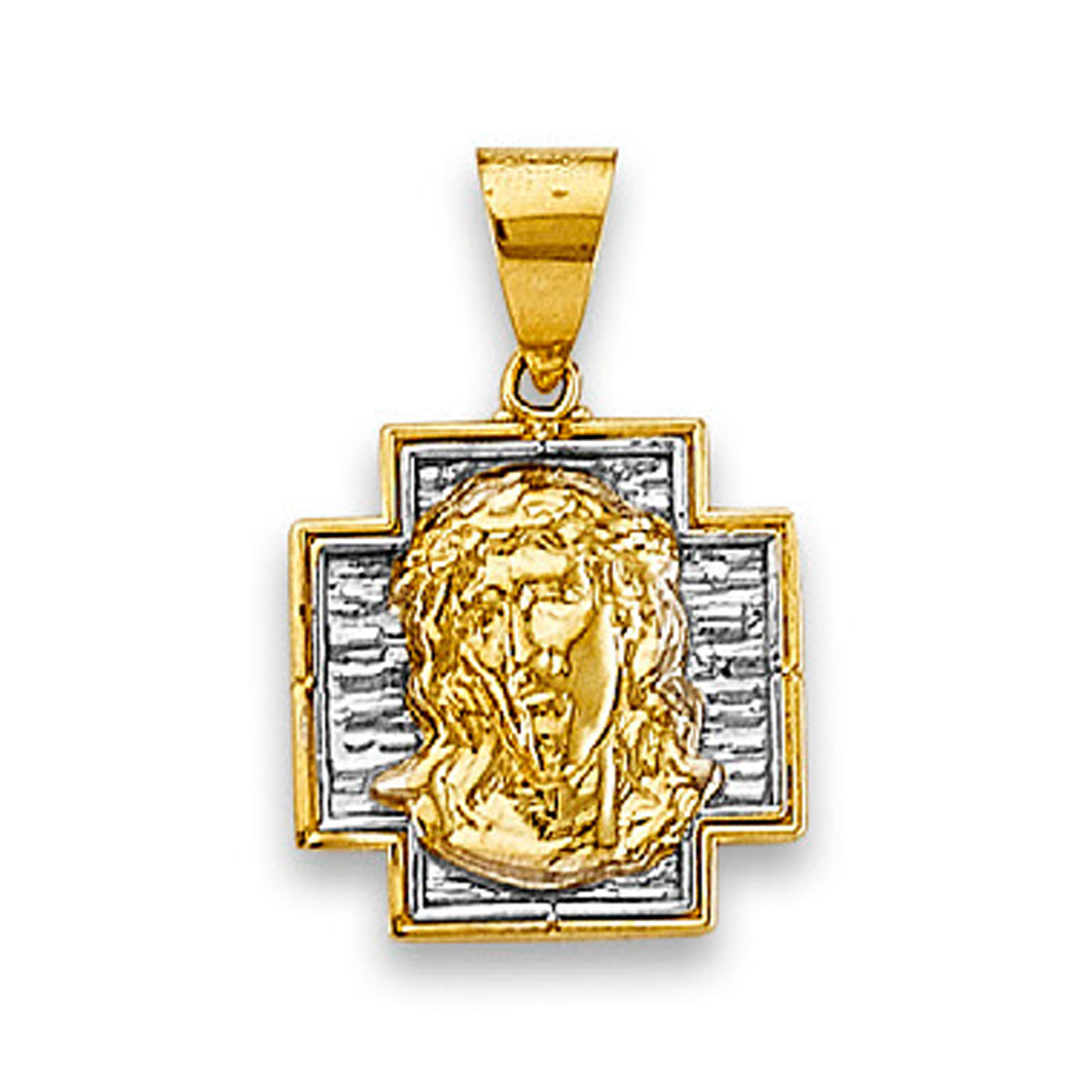 Two Tone Gold Face of Jesus Religious Pendant 