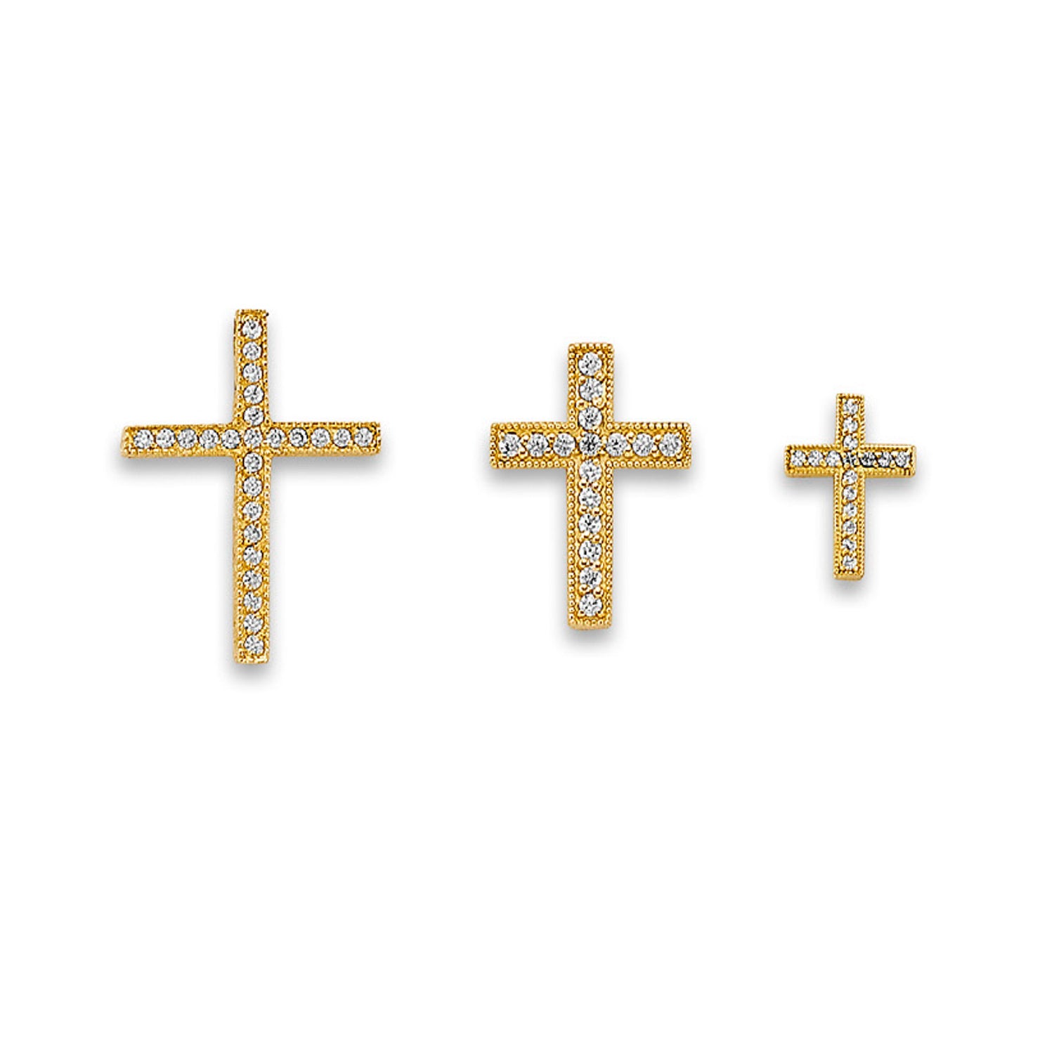 Yellow Gold Round CZ Minimalist Cross Pendant