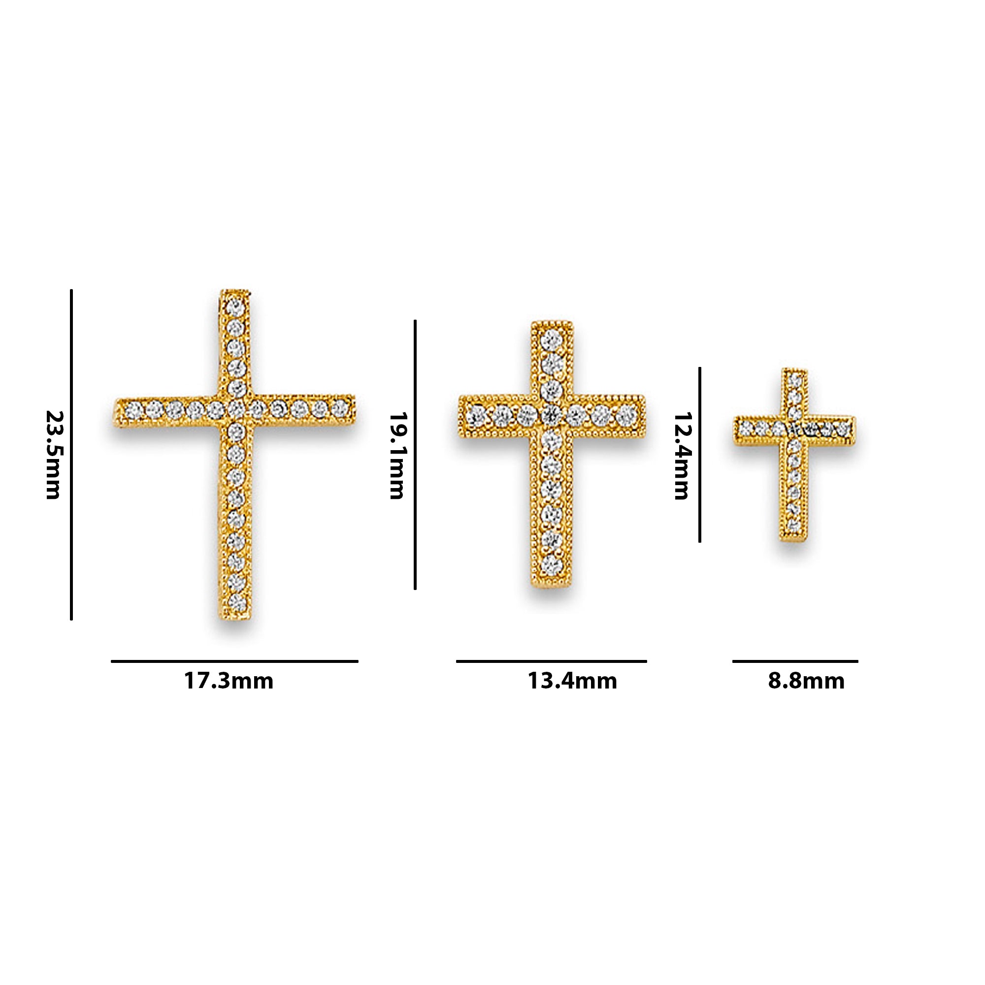 Yellow Gold Round CZ Minimalist Cross Pendant