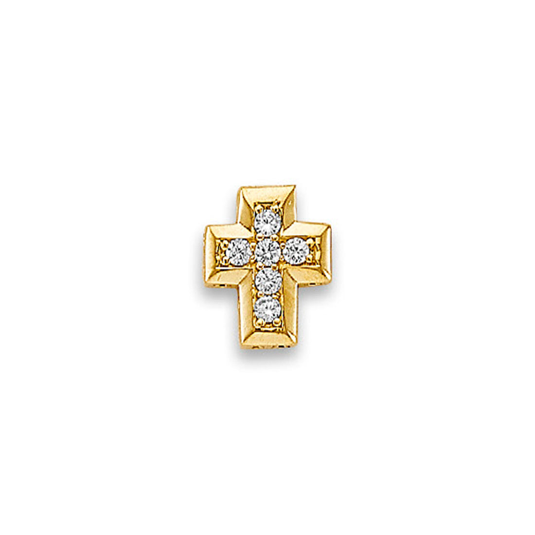 Yellow Gold CZ Vintage Cross Religious Pendant