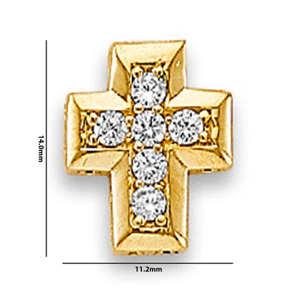 Yellow Gold CZ Vintage Cross Religious Pendant with Measurement