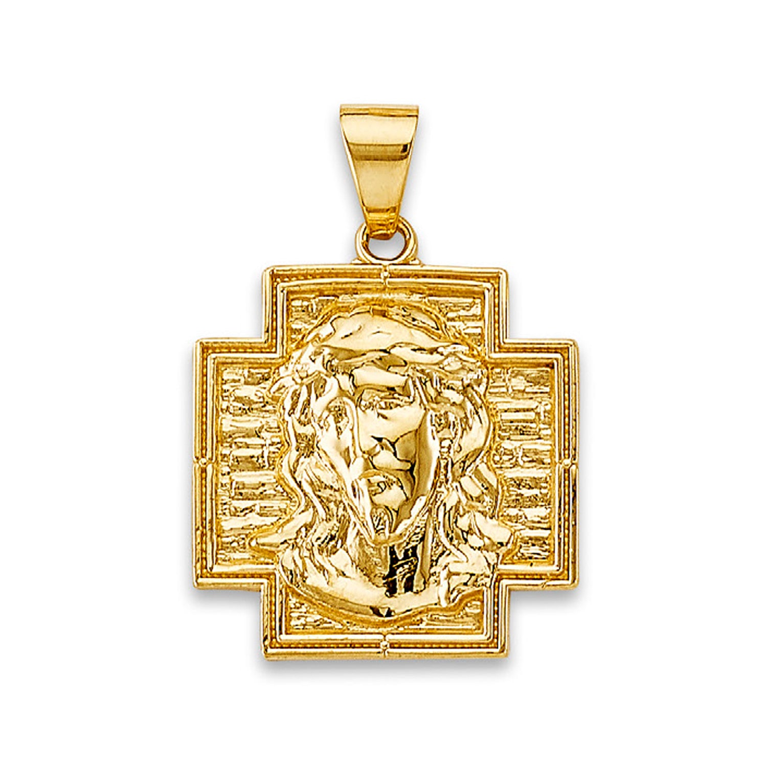 Yellow Gold Face of Jesus Religious Pendant 