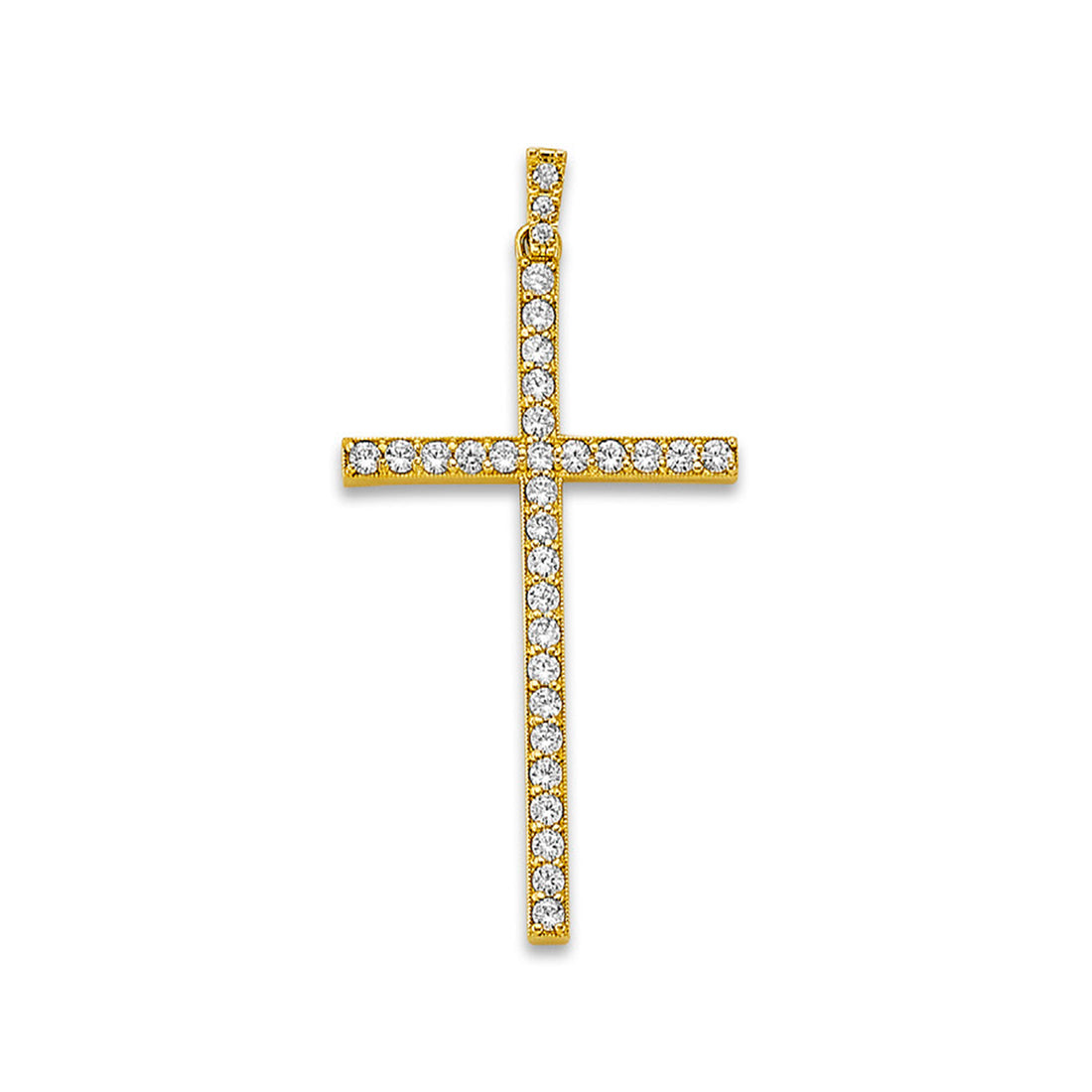 Yellow Gold CZ Studded Cross Pendant