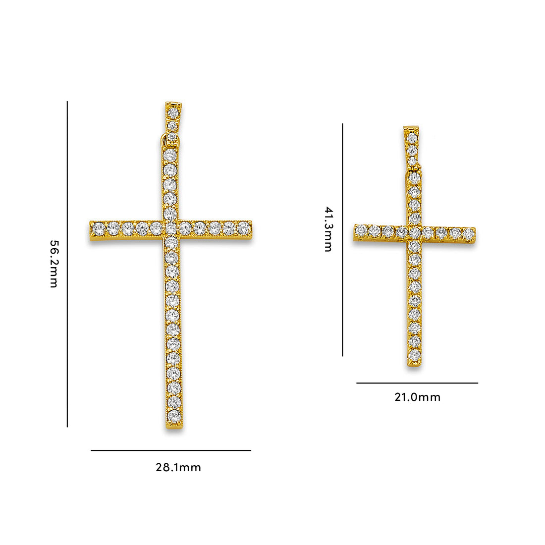 Yellow Gold CZ Studded Cross Pendant