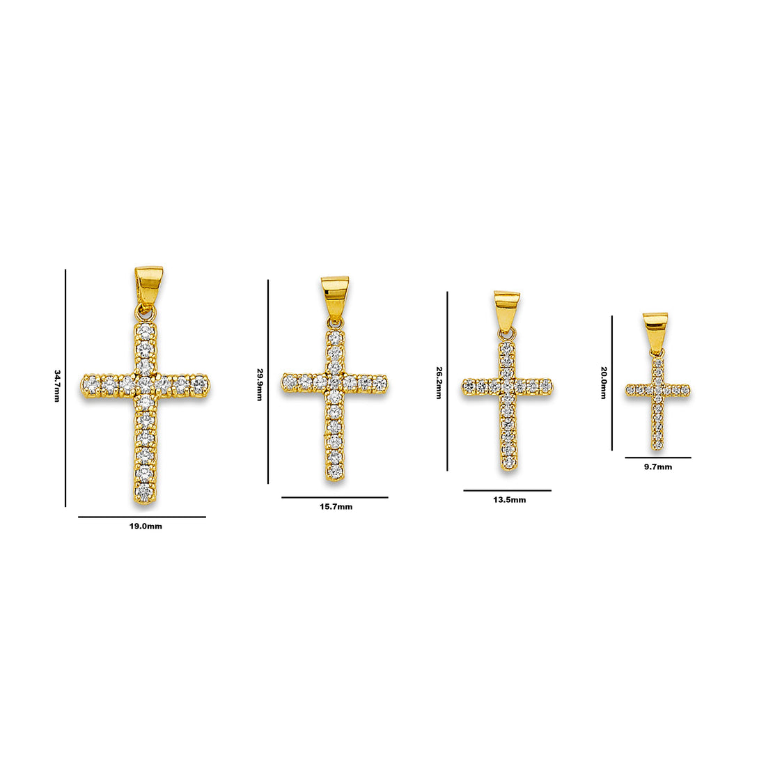 Yellow Gold Round Cut CZ Cross Pendant