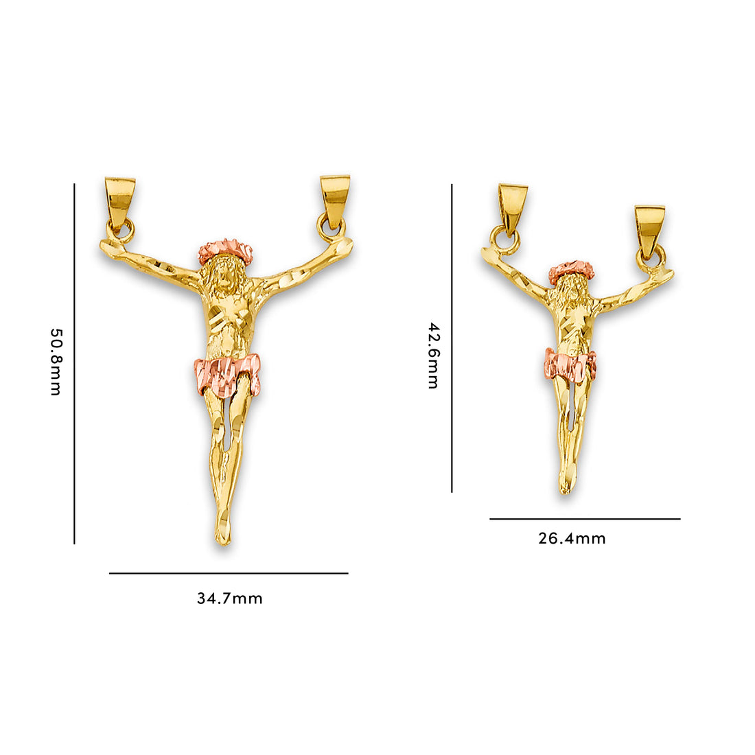 Two Tone Gold Jesus Christ Crucifix Religious Pendant