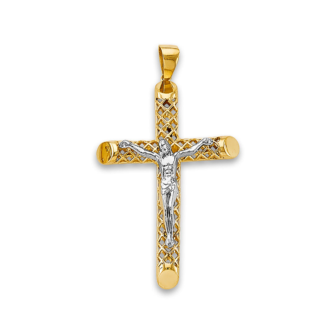 Two Tone Gold Delicate Crucifix Jesus Religious Pendant