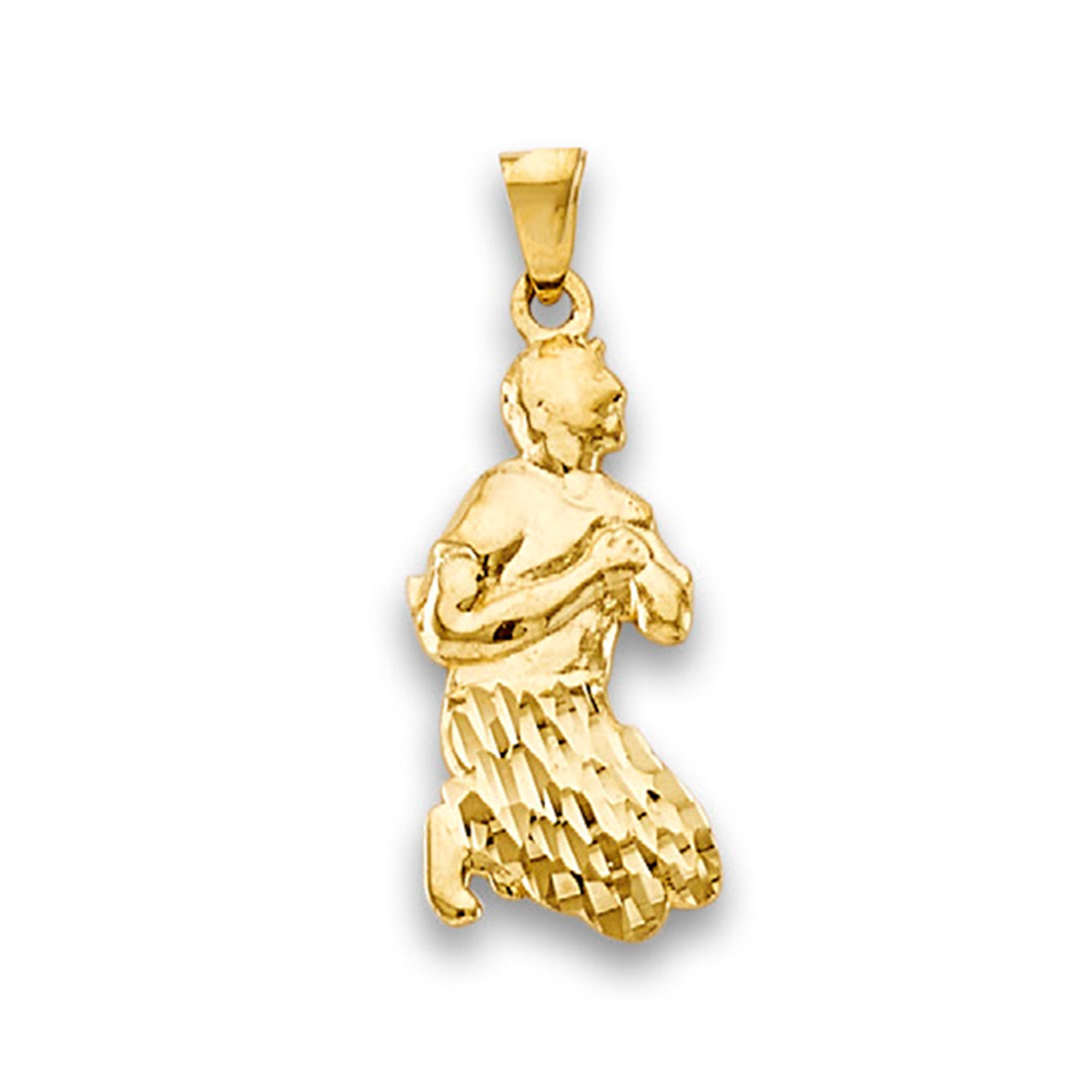 Yellow Gold Textured Milagros Miracle Praying Pendant