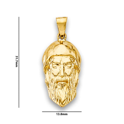 Yellow Gold Saint Charbel Religious Pendant with Measurement