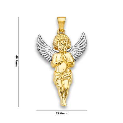 Two Tone Gold Baby Angel Pendant with Measurement