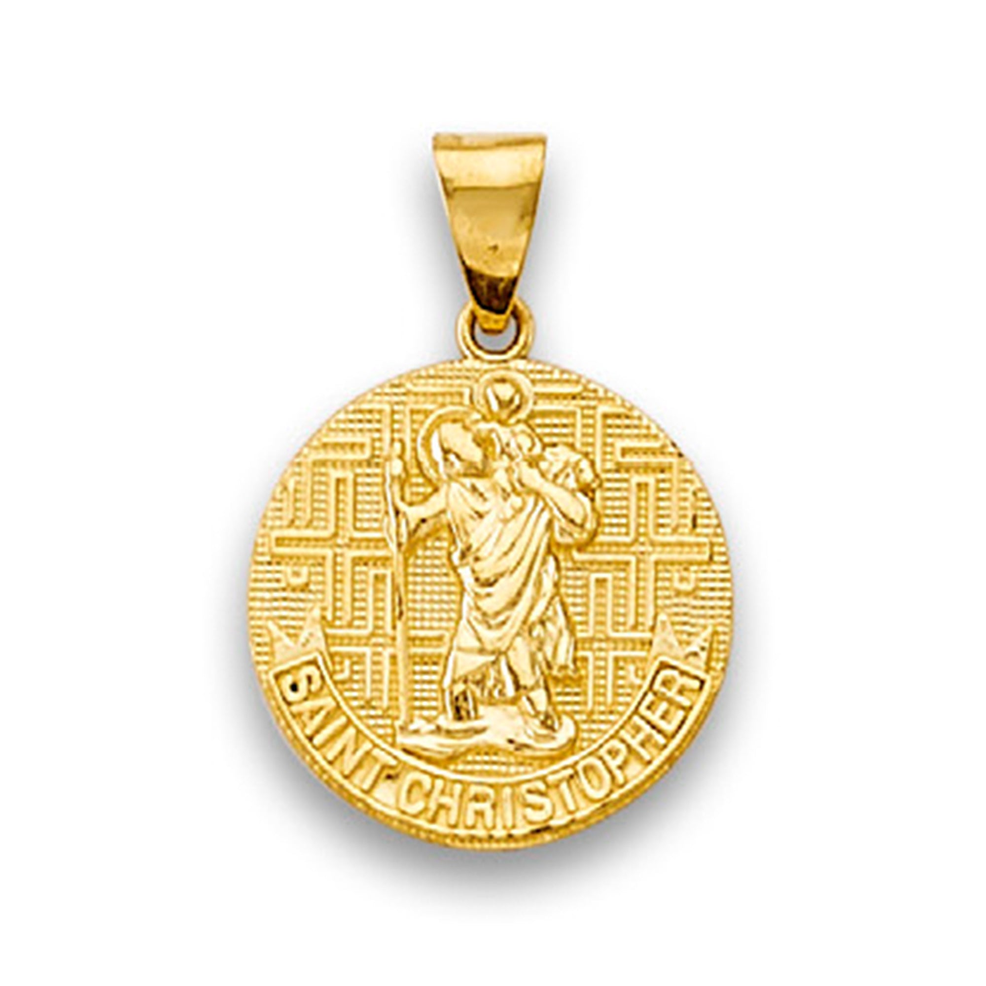 Yellow Gold Saint Christopher Religious Medallion Pendant