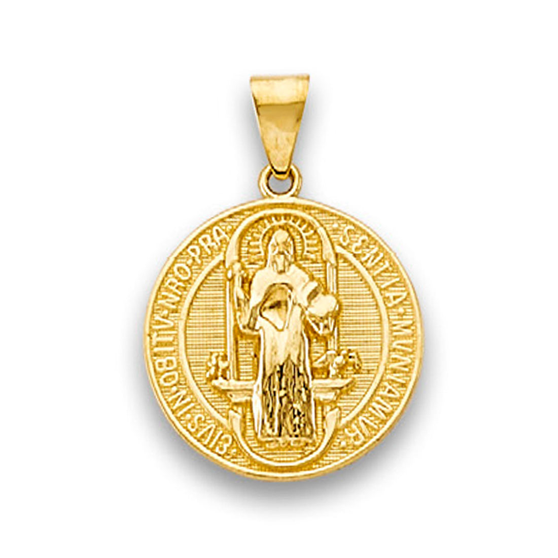 Yellow Gold San Benito Religious Medallion Pendant