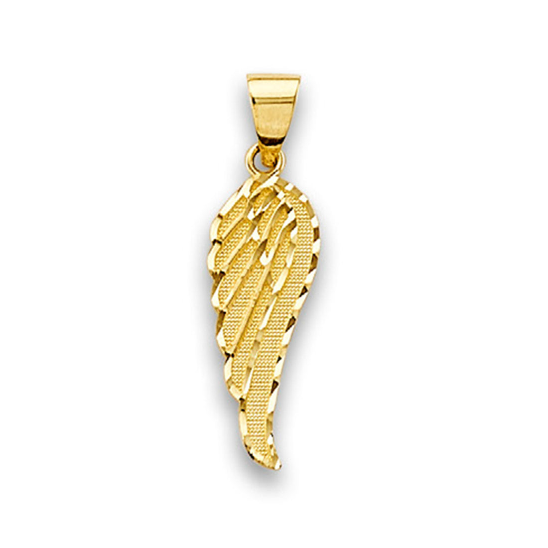 Yellow Gold Diamond-cut Angel Wing Charm Pendant 