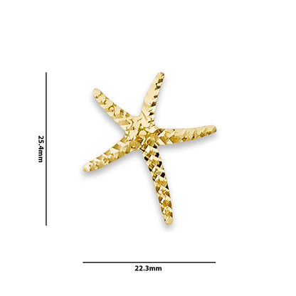 Yellow Gold Simple Diamond-cut Starfish Pendant with Measurement