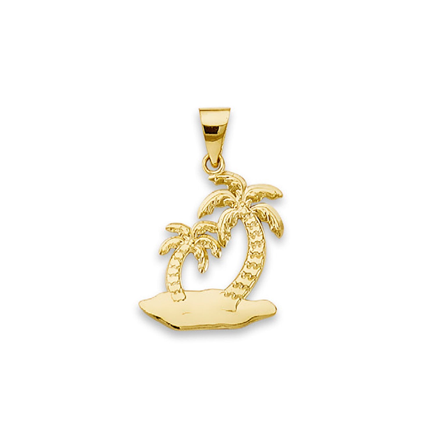 Yellow Gold Palm Tree Beach Charm Pendant