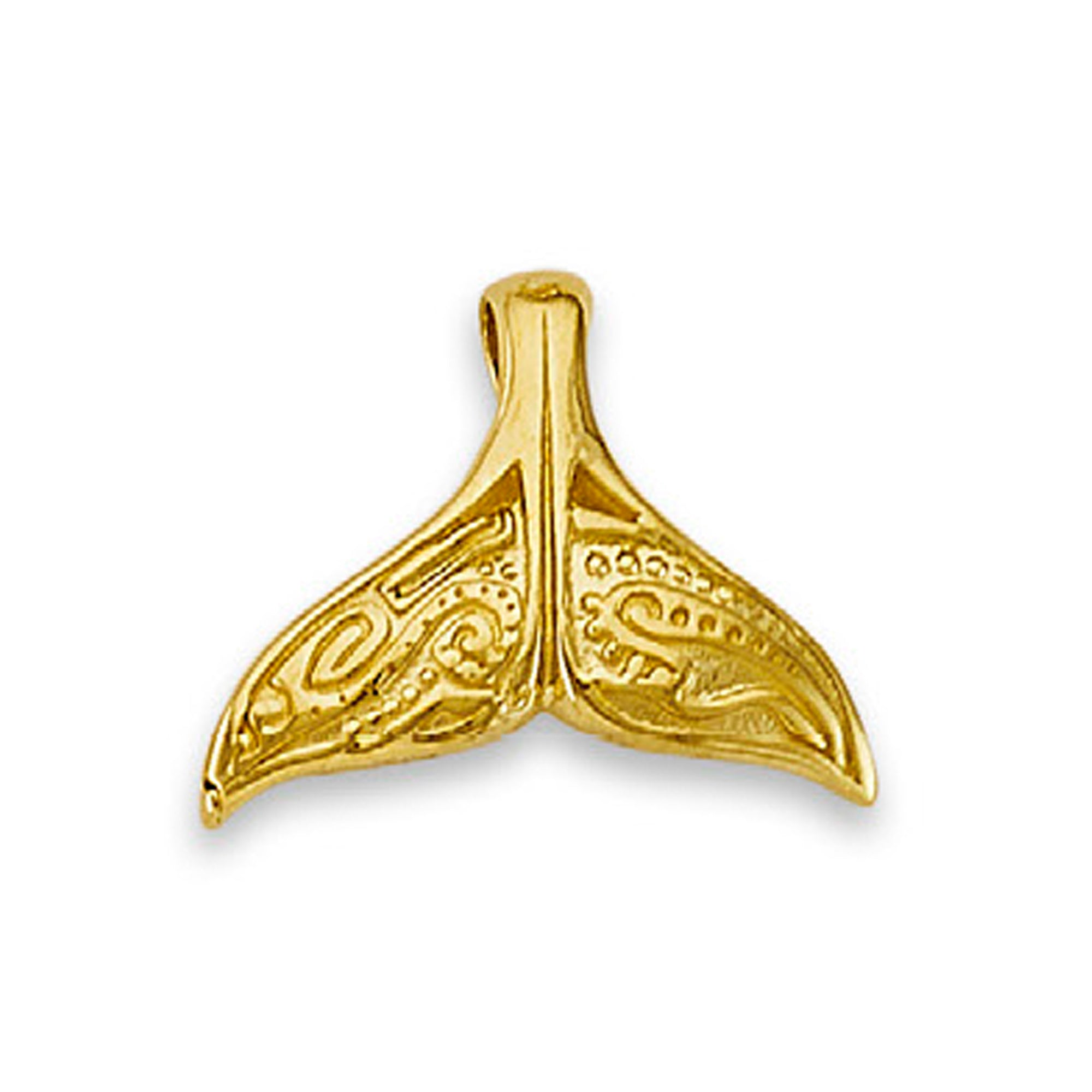 Yellow Gold Whale Tail Charm Pendant